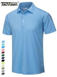 Herenpolo's TACVASEN Zomer Casual T-shirts Heren Poloshirts met korte mouwen Button Down Werkoverhemden Sneldrogend T-shirt Sportvissen Golftrui 230323
