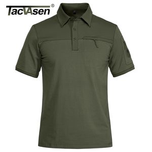 Hommes Polos TACVASEN Avec 2 Poches À Fermeture Éclair TShirt Tactique Militaire À Manches Courtes Polos Casual Équipe Travail Golf Tops Homme Vêtements 230328