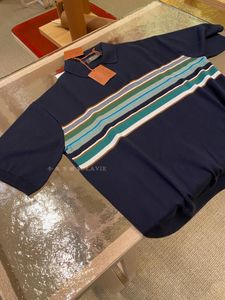 Herenpolo's Winter Loro Piana Marineblauwe kleur bijpassende gebreide poloshirts met korte mouwen