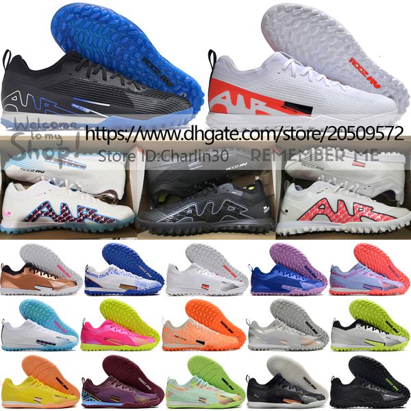 Envoyer avec un sac Chaussures de football de qualité Zoom Mercurials Vapores 15 Pro TF IC Chaussures tricotées pour hommes Mbappe CR7 Entraînement en cuir souple Crampons de football sur gazon intérieur