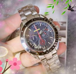 Montres Président pour Hommes Chronomètre Quartz Mouvement à Batterie Horloge Multifonctionnelle Populaire Trou en Acier Inoxydable Bracelet en Cuir Business Casual Bracelet Montre Cadeaux