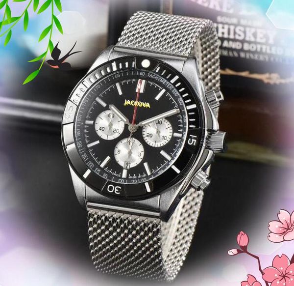 Montres Président pour Hommes Chronomètre Quartz Mouvement à Batterie Horloge Lumineuse Multi Fonctionnelle Populaire Maille Inoxydable Bracelet en Argent Original Bracelet Solide Montre Cadeaux