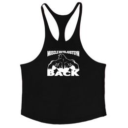 Heren Gedrukte tanktop Ademend Cool Vest Running Shirt Cotton T -stukken Bodybuilding Singlet Fitness Mouwess 240420