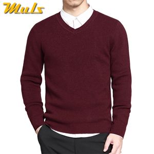 Mens Pullovers Sweaters Basic Style V-hals Sweater Katoen Gebreide Jumpers Solid Mannelijke Knitwear Navy Red Black Plus Size 4XL 211221