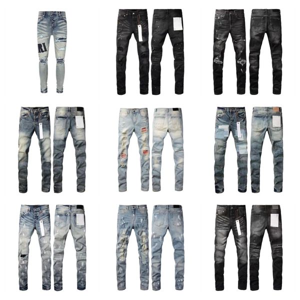 Hommes Pur Jeans pour hommes Plus Size Pantalons Mode Femmes Tendances Distressed Black Ripped Biker Slim Fit Moto pantalons de survêtement28-40