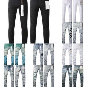 Brand pour hommes pourpre basse hauteur Skinny hommes Jean blanc matelassé détruire jeans en coton extensible vintage