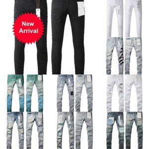 Heren Purple Brand Lage Rise Skinny Men Jean White Quilted Destroy Vintage Stretch Cotton Jeans G