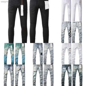 Brand pour hommes pourpre basse hauteur Skinny Men Jean blanc matelassé détruire jeans de coton extensible vintage 4O7J