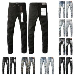 Heren paarse designer jeans mode noodlijdende gescheurde bikers dames denim cargo voor mannen zwarte broek 28-40 739733994