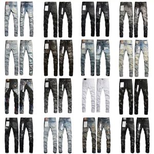 Hommes Purple Jeans Designer Mode Distressed Ripped Bikers Femmes Ripped High Street Brand Patch Hole Denim Cargo pour hommes Pantalon noir Ascrx