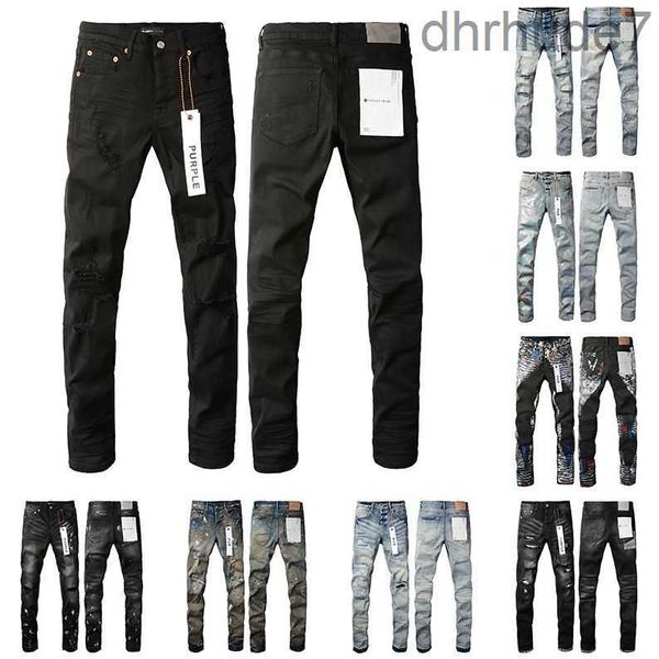 Hommes Violet Jeans Designer Mode Distressed Ripped Bikers Femmes Denim Cargo pour hommes Pantalon noir YPP0