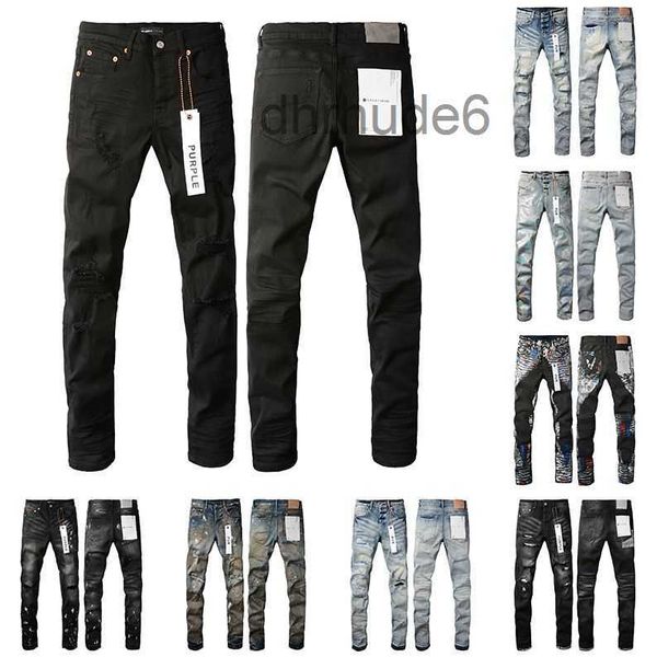 Hommes Violet Jeans Designer Mode Distressed Ripped Bikers Femmes Denim Cargo pour hommes Pantalon noir M68X