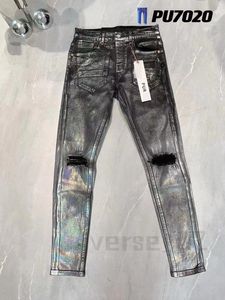 Paarse herenjeans Designermode Purole Jeans Fashion Distressed Ripped Womens Denim voor mannen Distressed Purple Jeans Rechte jeans 9244