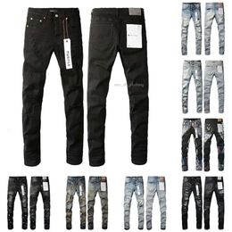 Heren Purple Jeans Designer Jeans Fashion Distressed Riple Bikers Dames Denim Cargo for Men Black Pants 568