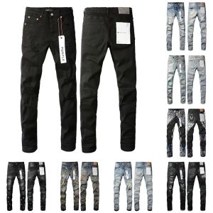 Hommes Purple Jeans Designer Jeans Mode Distressed Ripped Bikers Femmes Denim Cargo Pour Hommes Pantalon Noir