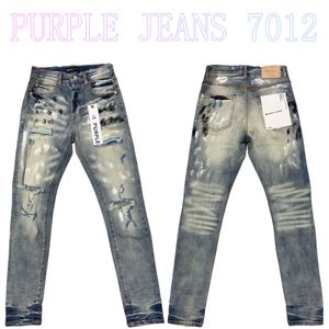 Hommes Violet Jeans Designer Jeans Mode Distressed Ripped Bikers Femmes Denim cargo pour hommes Pantalon noir PU70012