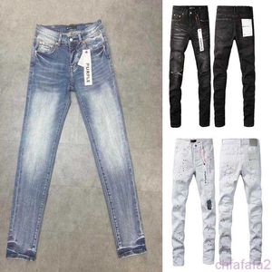 Designer en jean pourpre pour hommes déchirés directement en jean régulier de jean noir zipper fly pantalon mid pantal