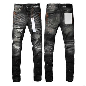 Heren paarse jeans ontwerper gestapeld lange broek ksubi scheurde high street merk patch gat denim rechte mode streetwear silmj6iq
