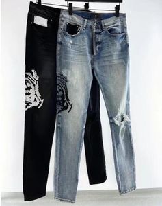 Designers de jeans pour hommes pourpre jean hombre pantalon masculin broderie patchwork de la marque de moto