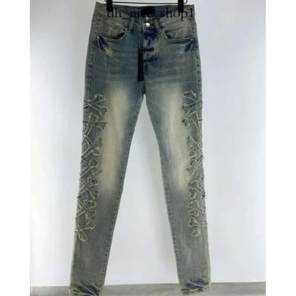 Designers de jeans pour hommes pourpre jean hombre pantalon masculin broderie patchwork marque de la marque