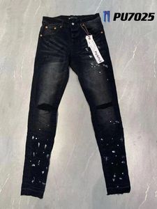 Heren paarse effen streetwear mode zwarte denim slanke stretch jeans