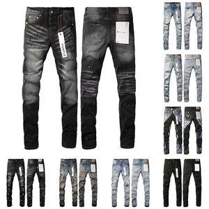 Heren paarse dames designer jeans mode noodlijdende gescheurde bikers denim cargo voor heren zwarte broek