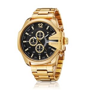 Mens Quartz Analog Watch Cagarny Fashion Sport Polshipwatch Waterdicht Zwart roestvrije mannelijke horloges Clock Relogio Masculin 250i