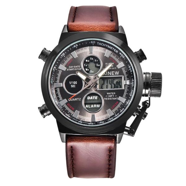 Montres-bracelets hommes Quartz Sport montres LED analogique en acier inoxydable montre-bracelet Date Reloj Hombre #10