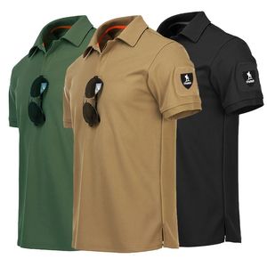 Mens snel droge geborduurde polo shirts zomer op maat gemaakte plus size militaire kleding tactische vlakte turn-down leger t-shirts 240428