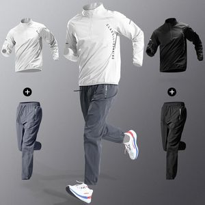 Conjuntos de secado rápido para hombre Tops deportivos al aire libre Pantalones Chándales de moda de calidad Cortavientos transpirable Trajes para correr Ropa de entrenamiento 240227