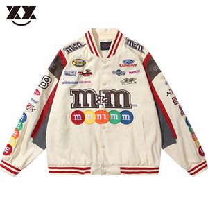 Heren Racing Jacket Letters Borduren Baseball Varsity Hip Hop Streetwear Casual Racer Bomber Unisex Mode Jassen 220715