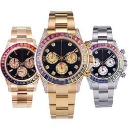 Mens Rainbow Watch Designer Diamond Luxe Rose Gold Automatische beweging Kijkt Men Fashion Mechanical Polshorwatch 30ZK#