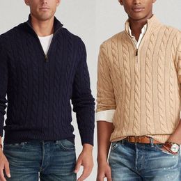 Hommes Ralph Polo Pull épais demi-fermeture éclair col haut chaud tricots pull laine concepteur tricot Laurens pulls pulls décontractés Zip tricots petit jeu de cheval 7005ESS