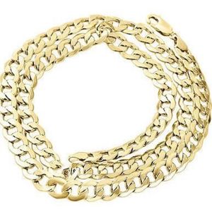 Echte 10K geelgouden holle Cubaanse Curb-schakelketting voor heren 8 mm 24 inch264S