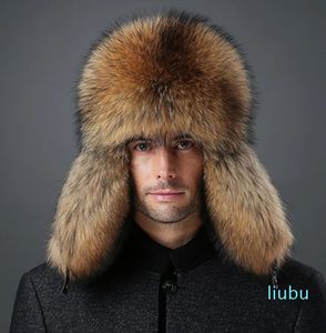 Chapeau en vraie fourrure de renard et cuir véritable pour hommes, couvre-oreilles de Ski d'aviateur chaud d'hiver russe