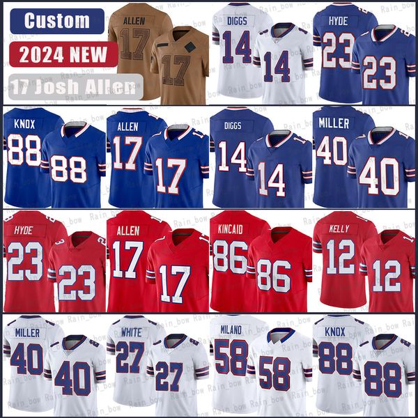 Stefon Diggs Jersey de fútbol Khalil Shakir Josh Allen Dion Dawkins von Miller Greg Rousseau Matt Milano Micah Hyde Poyer Latavius ​​Murray Tre'Davious White Jim Kelly