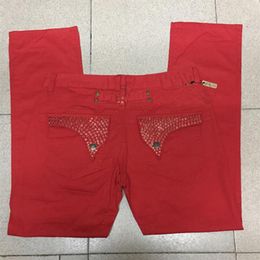 Heren Red Robin Jeans met Crystal Studs Heren Denim Broek Metalen Wing Clips Tag Jean maat 30-422116