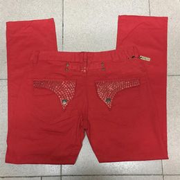 Heren Red Robin Jeans met Crystal Studs Mannen Denim Broek Metalen Wing Clips Tag Jean maat 30-42194S