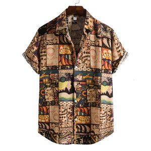 Heren retro jaren '90 bedrukte shirts Hawaiiaanse korte mouwen button-up shirt Tropische vakantie strand casual losse tops 240301