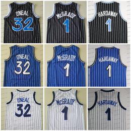 Rétro Mcgr Shaq Jersey Penny Tracy McGrady 32 Shaquille Blanc Bleu Hommes Cousu Maillots Classiques Retour