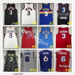 Mens Retro Georgetown Hoyas College Allen Iverson Maillots 3 Maillots de basket-ball