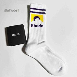 Chaussettes de rhude pour hommes luxe antibactériens de sport respirant des chaussettes de sport de haute qualité coton coton européen américain de rue des chaussettes de rue chaussettes