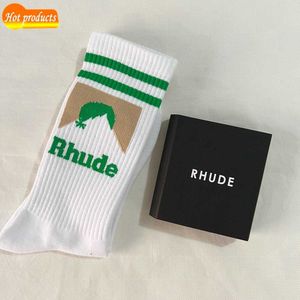 Mens Rhude Socks Hoogwaardige mode Antibacteriële ademende deodorant sportsokken HOMBRE voor mannen grappige band Summer Spring Middle Tube Coconut Tree Casual I0ff