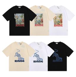 Hommes Rhude t-shirt imprimé léopard doodle haute rue top t-shirts hommes femmes décontracté t-shirt ample Streetwear5217139