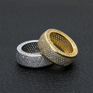 Ring Hing Hip Hop Bijoux Zircon Iced Out Anneaux en acier inoxydable Plaqué or pour les bijoux de mode amoureux