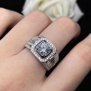 Herenring Luxe bruiloft High End en sfeer Imitatie Platinum Diamant Zirkoon mode niet -vervagende gegraveerd geschenk voor mannen