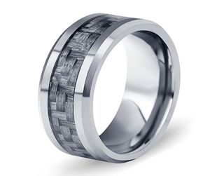 Anneau masculin nouveau Tungsten Steel Men039s Ring Jewelry New Simple Carbone Fibre Tungstten Steel Ring1132915