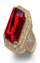 Bijoux Hip Hop vintage Hing Vintage Ruby Zircon Iced Out Copper Ring High Grade For Lover Wedding Fashion Bijoux entièrement 20036331263