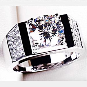 Herenringen Crystal Ring Gentleman Plated 18k Gold Diamond Set met Business Men's Lady Cluster Styles Band