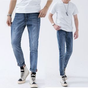 Mens Ripped Jeans pour hommes Casual Bleu Élastique slim Fit Denim Pantalon Biker Hip Hop Jeans Denim Pantalon 201111